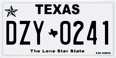 TX license plate DZY0241