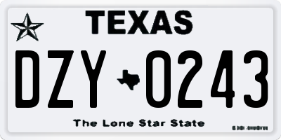 TX license plate DZY0243
