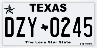 TX license plate DZY0245