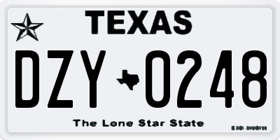 TX license plate DZY0248