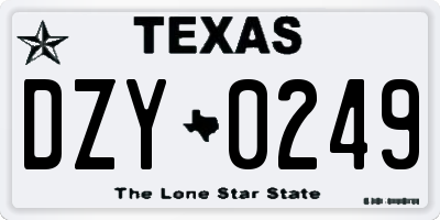 TX license plate DZY0249