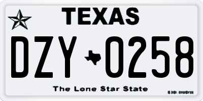 TX license plate DZY0258