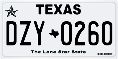 TX license plate DZY0260