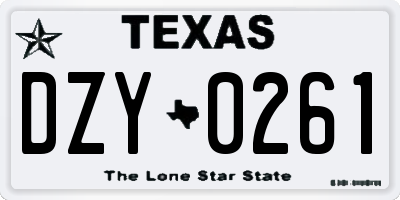 TX license plate DZY0261