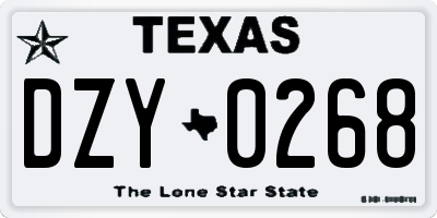 TX license plate DZY0268