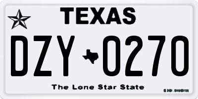 TX license plate DZY0270