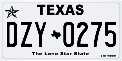 TX license plate DZY0275