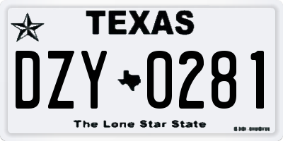 TX license plate DZY0281