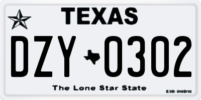 TX license plate DZY0302