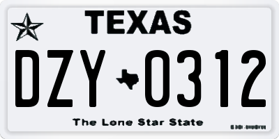TX license plate DZY0312