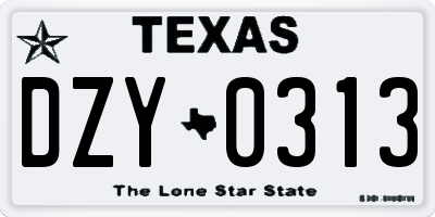 TX license plate DZY0313