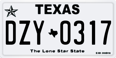 TX license plate DZY0317