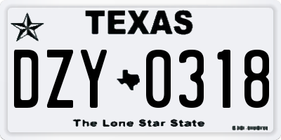 TX license plate DZY0318