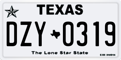 TX license plate DZY0319