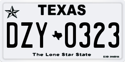 TX license plate DZY0323