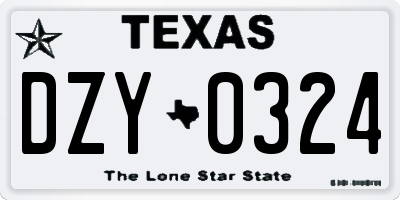TX license plate DZY0324
