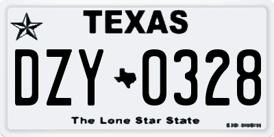 TX license plate DZY0328