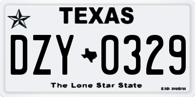 TX license plate DZY0329