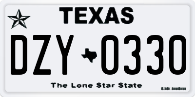 TX license plate DZY0330