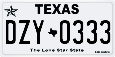 TX license plate DZY0333