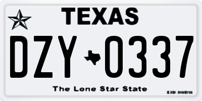 TX license plate DZY0337