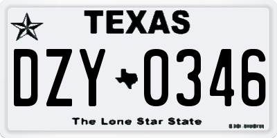 TX license plate DZY0346