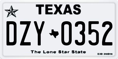 TX license plate DZY0352