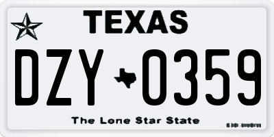 TX license plate DZY0359