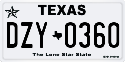 TX license plate DZY0360