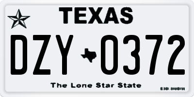 TX license plate DZY0372