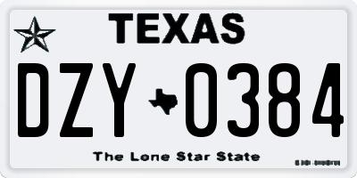 TX license plate DZY0384