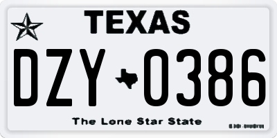 TX license plate DZY0386