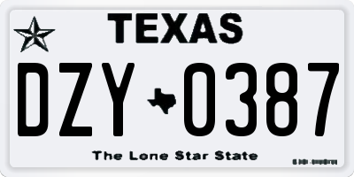 TX license plate DZY0387