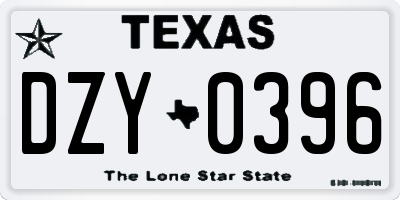 TX license plate DZY0396
