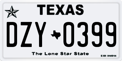 TX license plate DZY0399