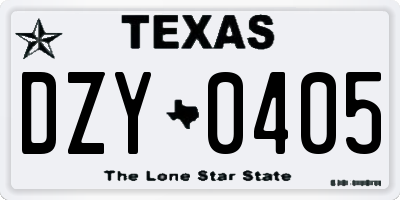 TX license plate DZY0405