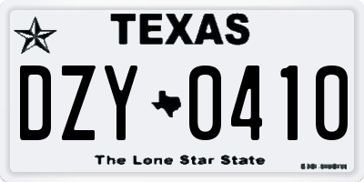 TX license plate DZY0410