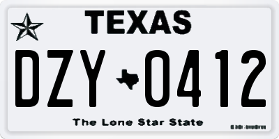 TX license plate DZY0412