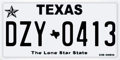 TX license plate DZY0413