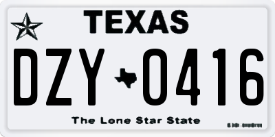 TX license plate DZY0416