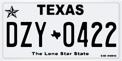 TX license plate DZY0422