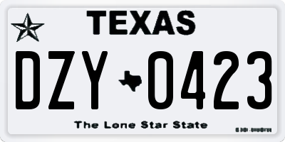 TX license plate DZY0423