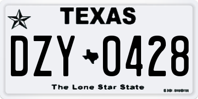TX license plate DZY0428