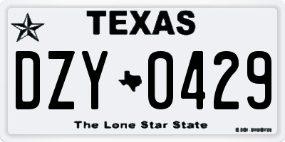 TX license plate DZY0429