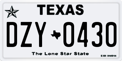 TX license plate DZY0430
