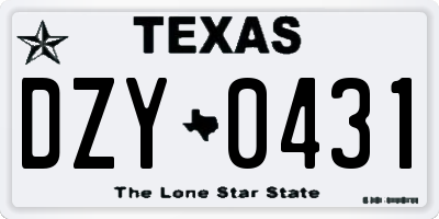 TX license plate DZY0431