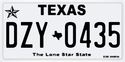 TX license plate DZY0435