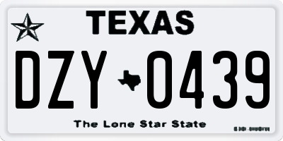 TX license plate DZY0439