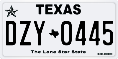 TX license plate DZY0445