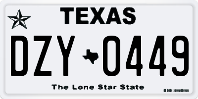 TX license plate DZY0449